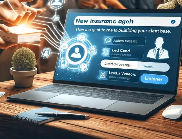 How to Become an Insurance Agent in 2024 A new insurance agent establishing their client base, showing them networking at a community event and using a laptop to connect with pote