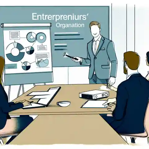 Best Business Mentorship Programs An illustration depicting an entrepreneur presenting their business plan to a group of mentors